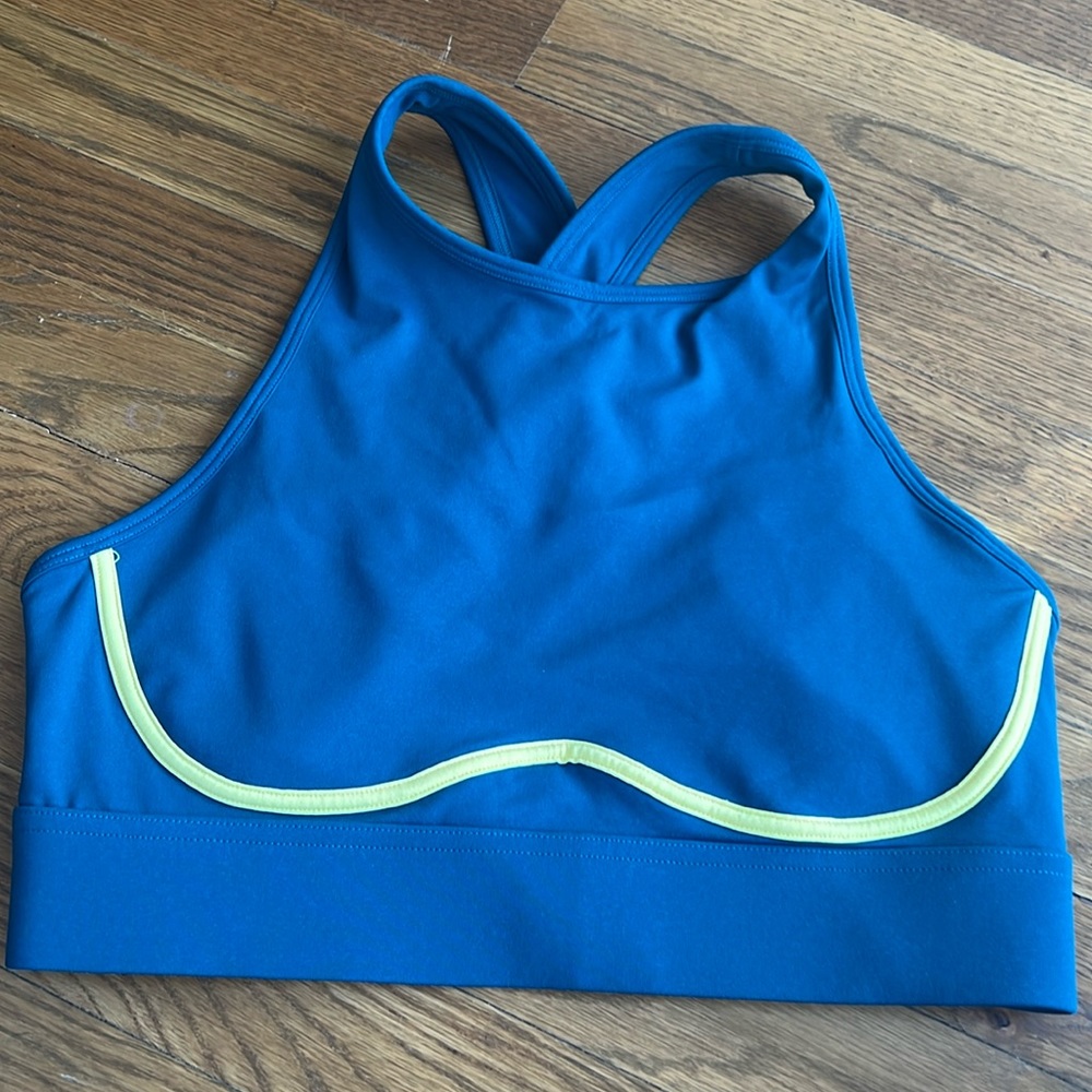 Fabletics teal bra with lemon accent size medium EUC
